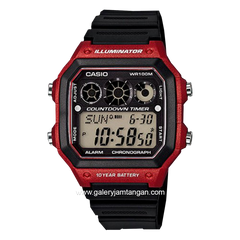 Casio AE-1300WH-4AVDF Black Red Digital Resin Strap