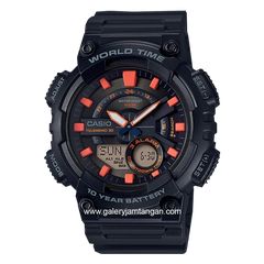 Casio AEQ-110W-1A2VDF Dual Time Black Resin Strap