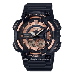 Casio AEQ-110W-1A3VDF Dual Time Black Resin Strap