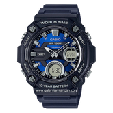 Casio AEQ-120W-2AVDF Dual Time Black Dial Blue Resin Strap