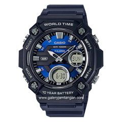 Casio AEQ-120W-2AVDF Dual Time Black Dial Blue Resin Strap