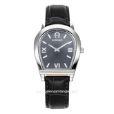 AIGNER MOLISE II AGW.278001.C Black Silver Leather Strap Swiss Made