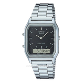 CASIO General AQ-230A-1DMQ Dual Time Silver Dial Black Stainless Steel