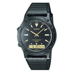 CASIO AW-49HE-1AVDF Dual Time Black Resin Strap
