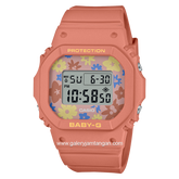 BABY G BGD-565RP-4DR Retro Pop Floral Pattern Orange Resin Band