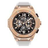 BENTLEY THE KNIGHT BL-25-90 White Rosegold Dial Black Rubber Strap