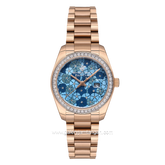 Beverly Hills Polo Club BP3596C.490 Rosegold Dial Blue Floral Stainless Steel