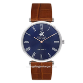 Beverly Hills Polo Club BP3615X.394 Brown Silver Dial Blue Leather Strap