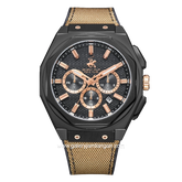 BEVERLY HILLS POLO CLUB BP3719X.055 Multi Function Brown Dial Black Silicone Strap