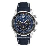 BEVERLY HILLS POLO CLUB BP3723X.399 Navy Silver Leather Strap