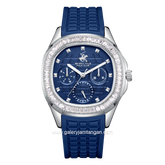 BEVERLY HILLS POLO CLUB BP3735C.399 Multi Function Navy Silver Silicone Strap