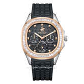 BEVERLY HILLS POLO CLUB BP3735C.551 Multi Function Black Rosegold Silicone Strap