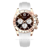 BENTLEY THE ASTRA BL-22-40 White Rosegold Dial Brown Rubber Strap