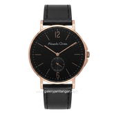 Alexandre Christie AC 8458 MSLRGBA Black Rosegold Dial Black Leather Strap