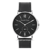 Alexandre Christie AC 8458 MSLSSBA Black Silver Dial Black Leather Strap