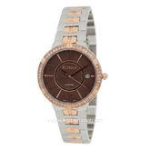 BONIA BNB10347-2643S Silver Rosegold Dial Brown Stainless Steel Strap