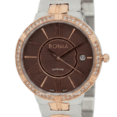 BONIA BNB10347-2643S Silver Rosegold Dial Brown Stainless Steel Strap