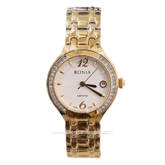 BONIA BNB10351-2215S Gold Dial White Stainless Steel Strap