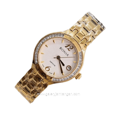 BONIA BNB10351-2215S Gold Dial White Stainless Steel Strap
