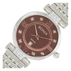 BONIA BNB10356-2343 Silver Dial Brown Stainless Steel Strap