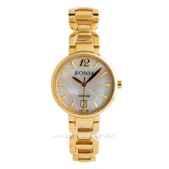 BONIA BNB10357-2255 Gold Dial White Stainless Steel Strap