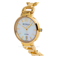 BONIA BNB10357-2255 Gold Dial White Stainless Steel Strap
