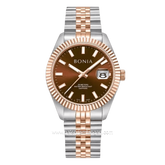 BONIA BNB10550-5642 Silver Rosegold Dial Brown Stainless Steel Strap