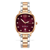 BONIA BNB10765-2667 Silver Combi Rosegold Dial Maroon Stainless Steel Strap