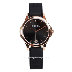 BONIA BNB10868-2532 Black Rosegold Rubber Strap