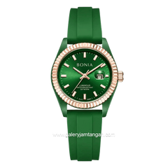 BONIA ELEGANCE BNB10880-2992 Green Rosegold Rubber Strap