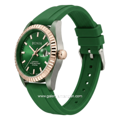 BONIA ELEGANCE BNB10880-2992 Green Rosegold Rubber Strap