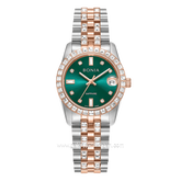 BONIA BNB10950-3697S Silver Combi Rosegold Dial Green Stainless Steel Strap