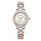 BONIA BNB10960-2617S Silver Combi Rosegold Dial White Stainless Steel Strap