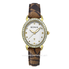 BONIA BNB10830-2217S Brown Gold Dial White Leather Strap