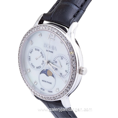 BONIA BNB10090-2355SB Dial White Leather Strap