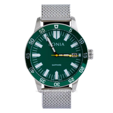 BONIA BNB10364-1392 Silver Dial Green Sapphire Crystal Sandrope Strap