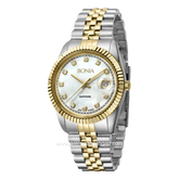 BONIA BNB10550-1157 Combination Silver Gold Dial White Stainless Steel