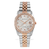 BONIA BNB10550-1616S Silver Rosegold Sapphire Crystal Glass