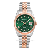 BONIA BNB10550-1696 Silver Combinasi Rosegold Dial Green Stainless Steel