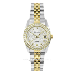 BONIA BNB10550-3116S Silver Gold Sapphire Crystal Glass