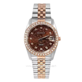 BONIA BNB10550-3646S Silver Rosegold Dial Brown Stainless Steel
