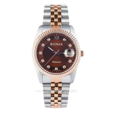 BONIA BNB10552-1643 Combination Silver Rosegold Dial Brown Stainless Steel