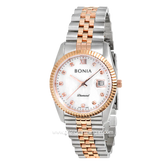 BONIA BNB10552-1653 Silver Rosegold Dial White Stainless Steel