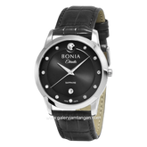 BONIA BNB10576-1337 Black Silver Leather Strap