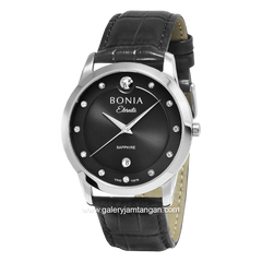 BONIA BNB10576-1337 Black Silver Leather Strap
