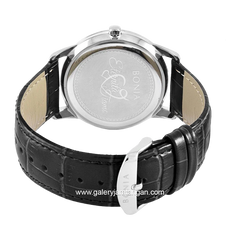BONIA BNB10576-1337 Black Silver Leather Strap