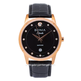 BONIA BNB10576-1537 Black Rosegold Leather Strap