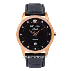 BONIA BNB10576-1537 Black Rosegold Leather Strap