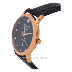 BONIA BNB10576-1537 Black Rosegold Leather Strap