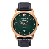 BONIA BNB10576-1599 Black Rosegold For Man Dial Green Leather Strap